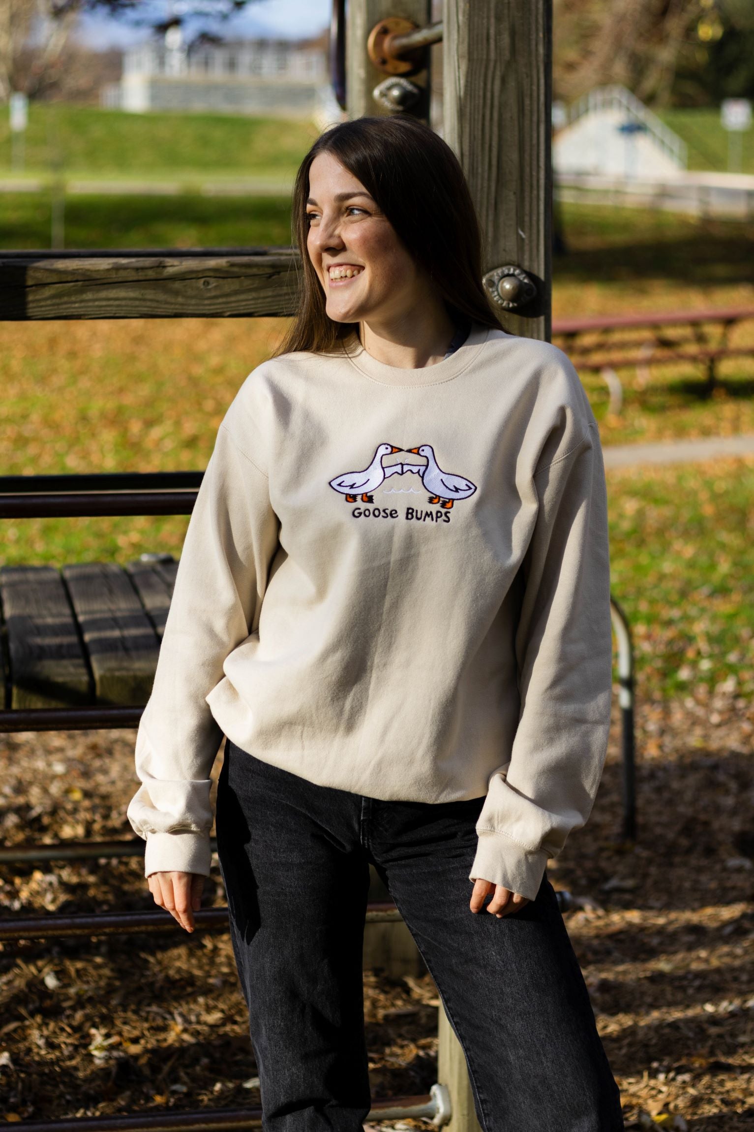 EMBROIDERED SWEATSHIRT- GOOSE BUMPS