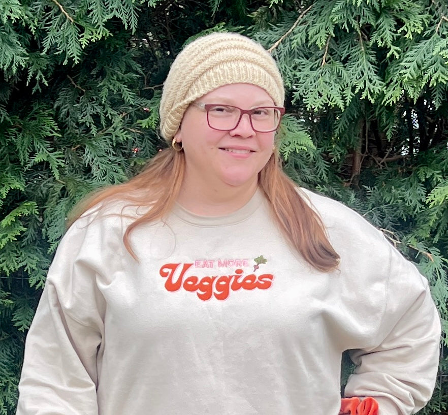 EMBROIDERED SWEATSHIRT- EAT MORE VEGGIES