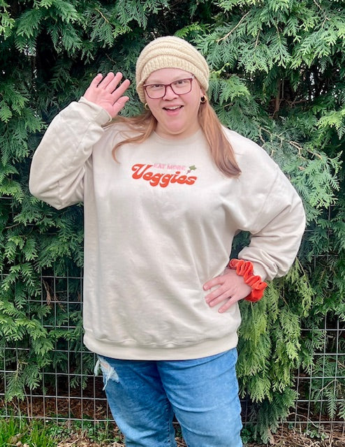 EMBROIDERED SWEATSHIRT- EAT MORE VEGGIES
