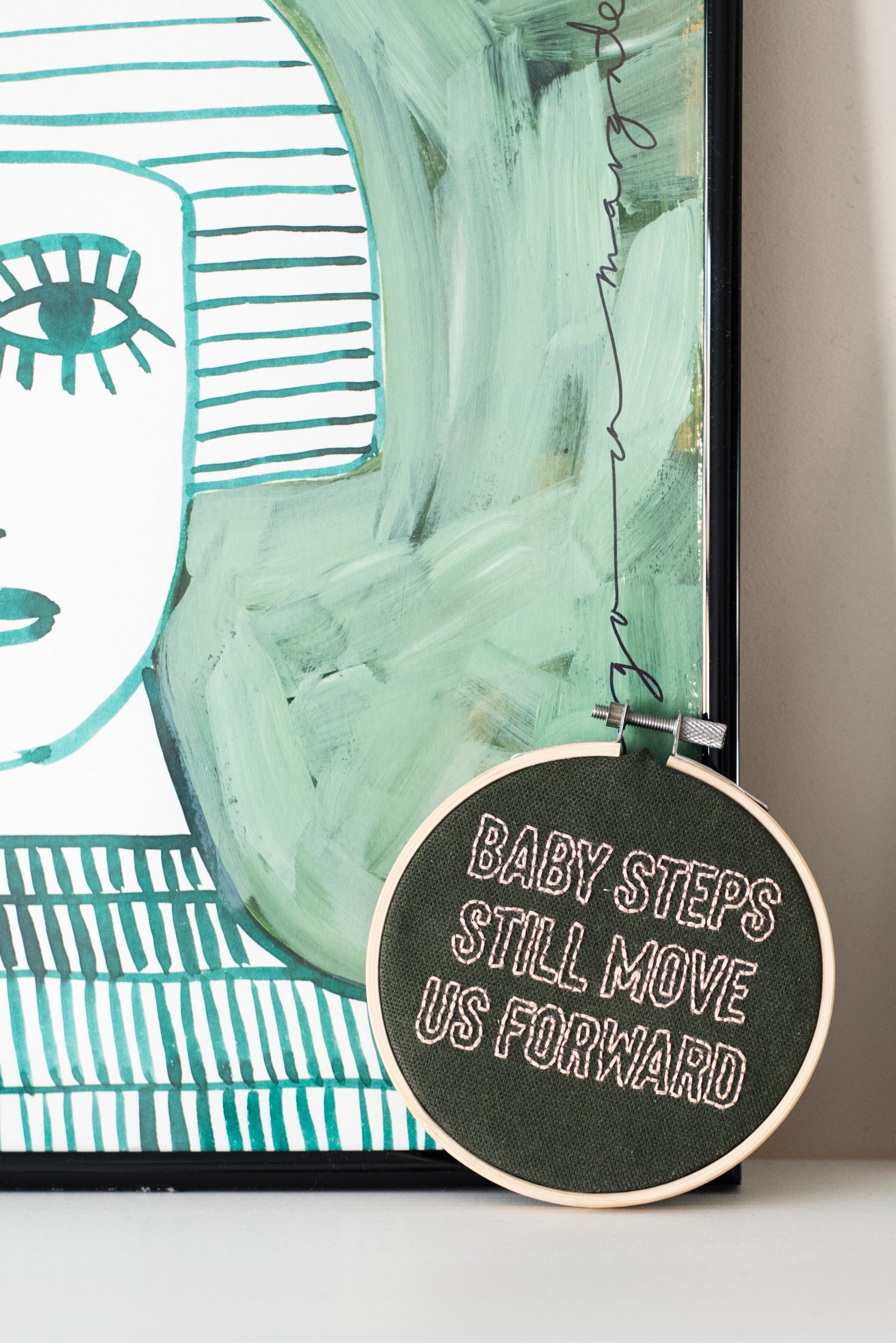 BABY STEPS STILL MOVE US FORWARD MINI EMBROIDERY HOOP KIT