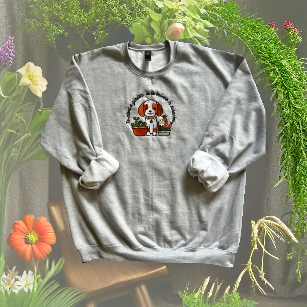 EMBROIDERED SWEATSHIRT- GARDEN MIRACLES