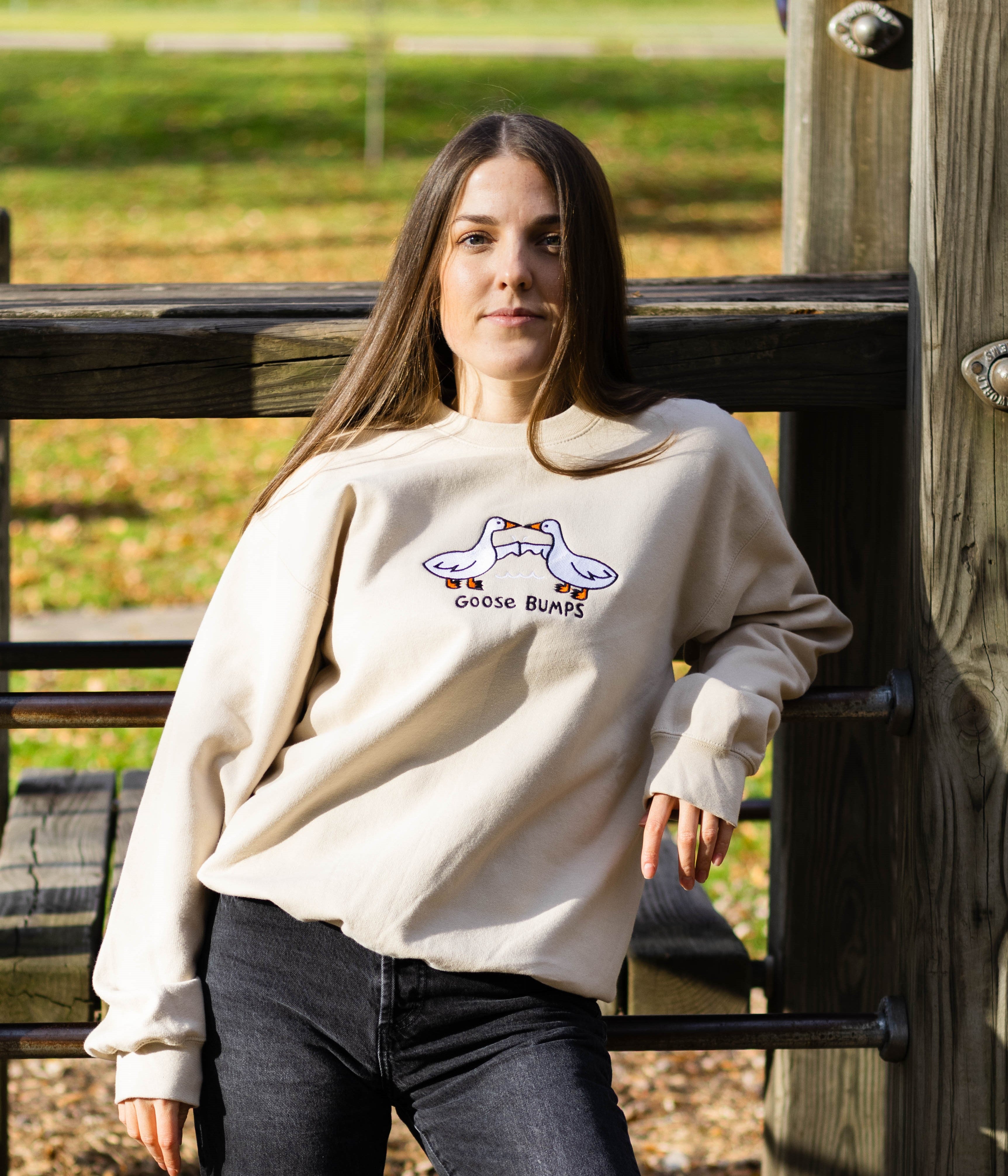 EMBROIDERED SWEATSHIRT- GOOSE BUMPS