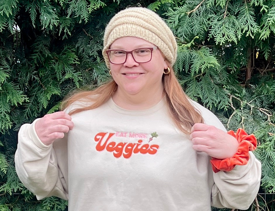 EMBROIDERED SWEATSHIRT- EAT MORE VEGGIES
