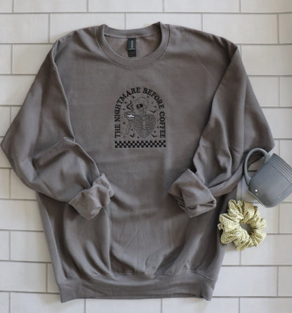 EMBROIDERED SWEATSHIRT-NIGHTMARE BEFORE COFFEE