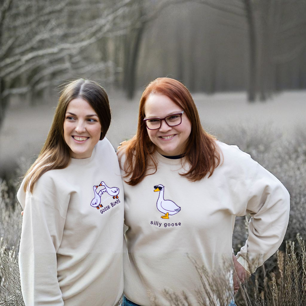 EMBROIDERED SWEATSHIRT- SILLY GOOSE