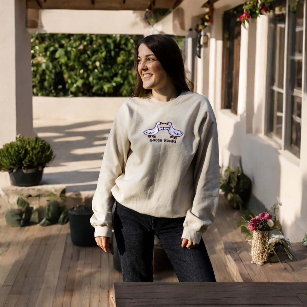 EMBROIDERED SWEATSHIRT- GOOSE BUMPS