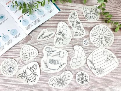 BEES AND FLOWERS STICK AND STITCH EMBROIDERY PATTERNS