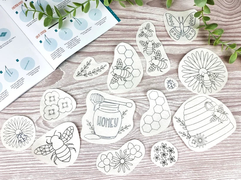 BEES AND FLOWERS STICK AND STITCH EMBROIDERY PATTERNS