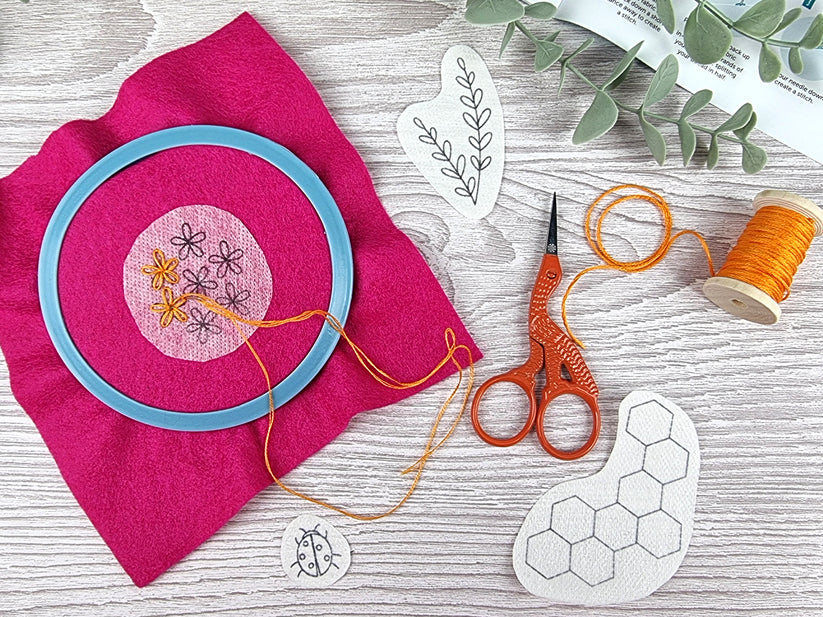 BEES AND FLOWERS STICK AND STITCH EMBROIDERY PATTERNS