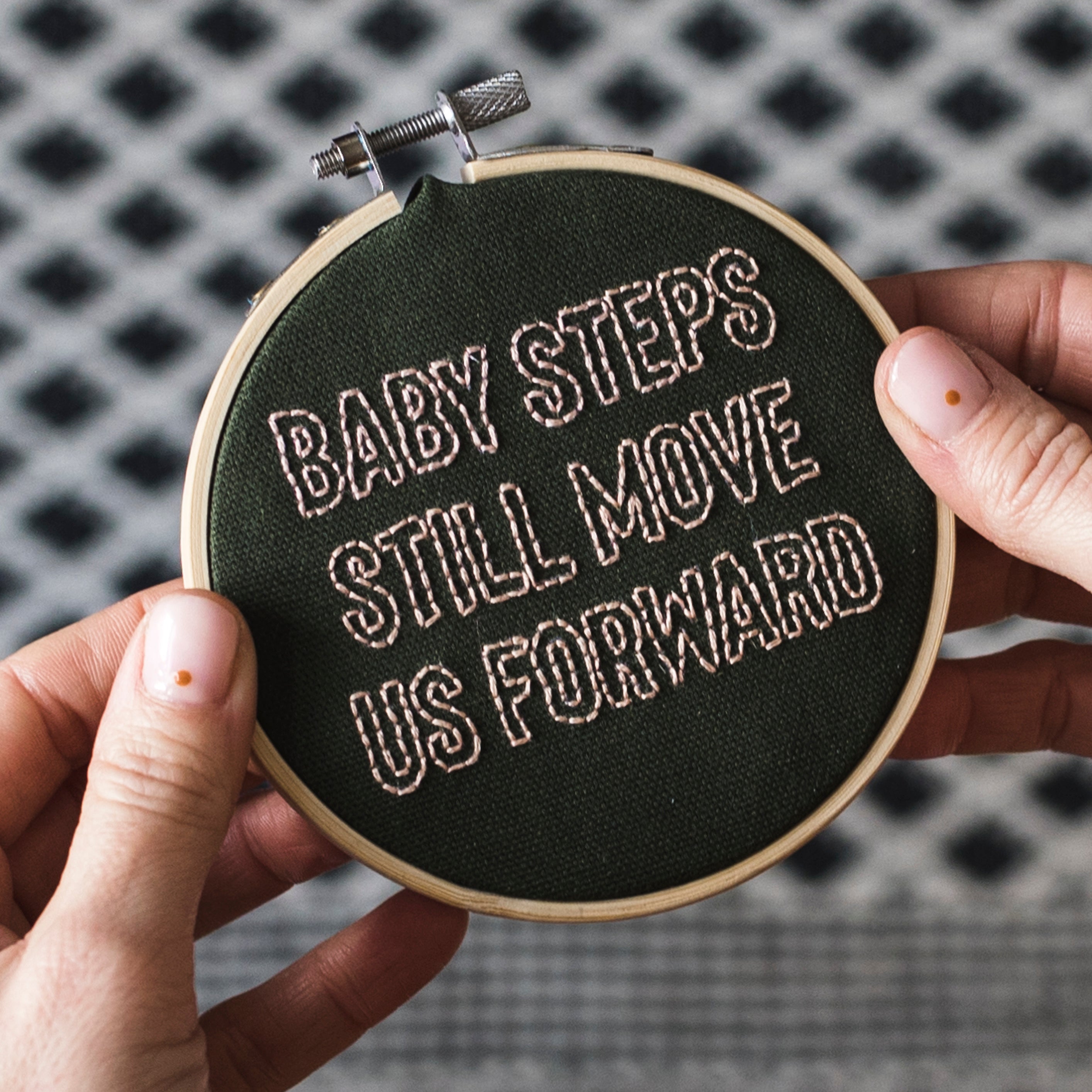 BABY STEPS STILL MOVE US FORWARD MINI EMBROIDERY HOOP KIT
