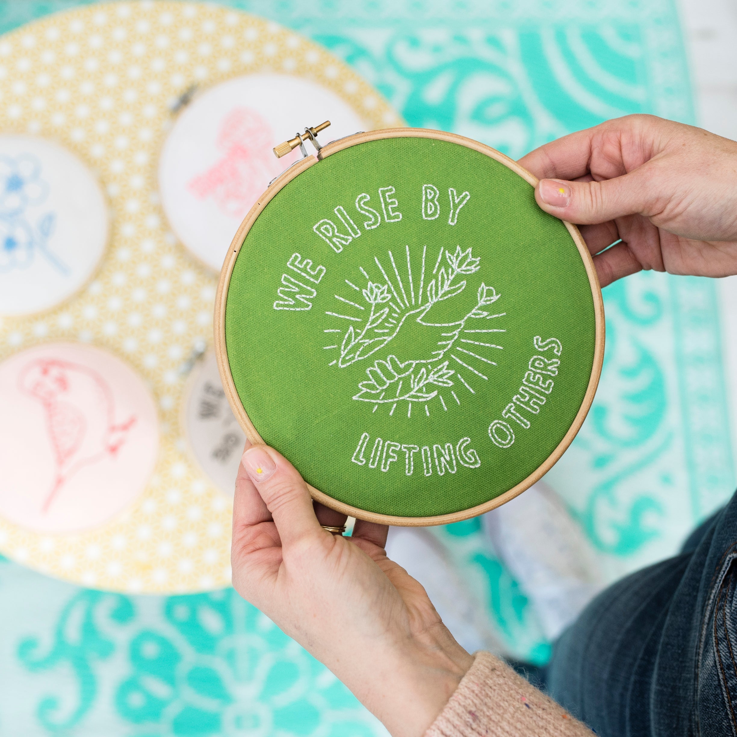 WE RISE BY LIFTING OTHERS EMBROIDERY KIT