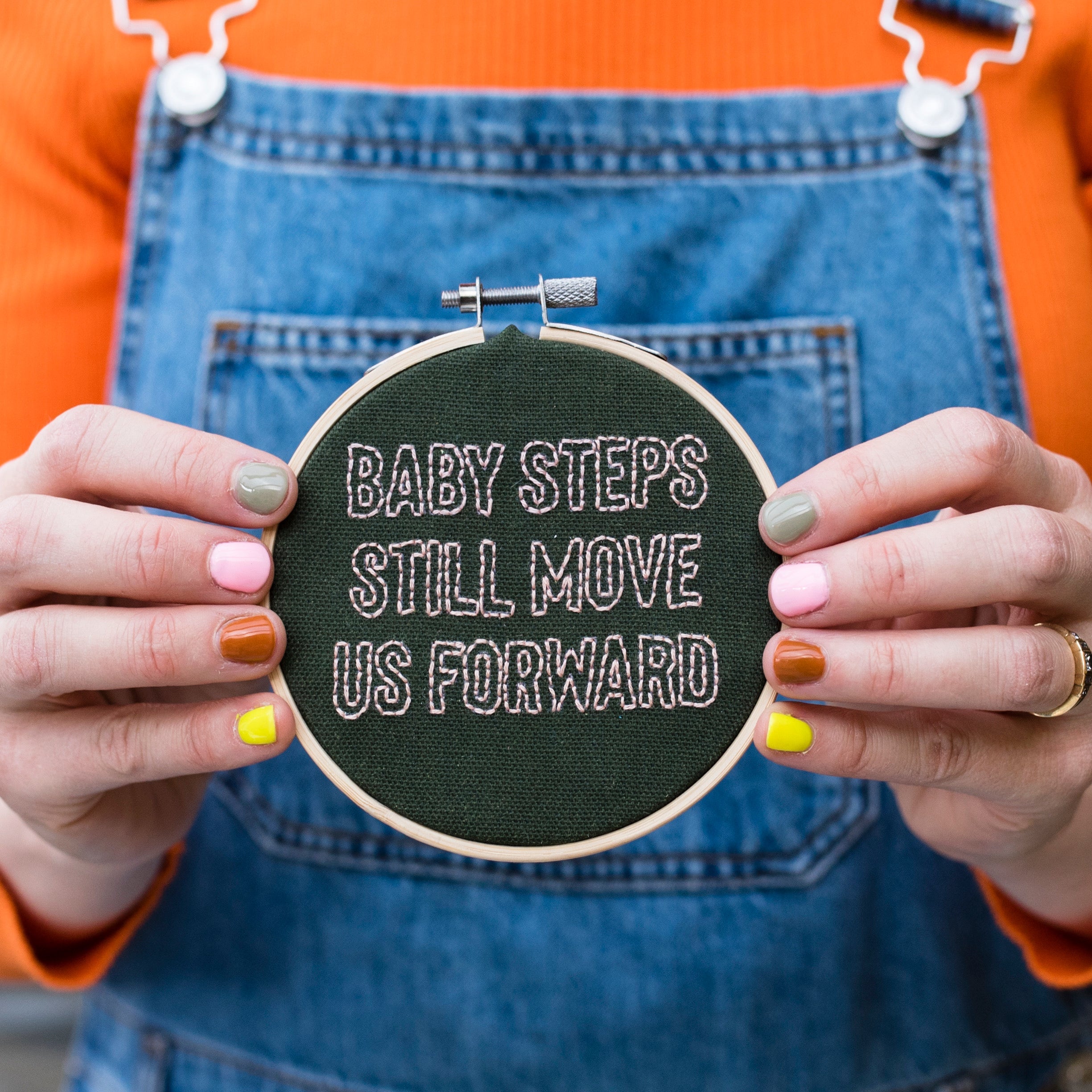 BABY STEPS STILL MOVE US FORWARD MINI EMBROIDERY HOOP KIT