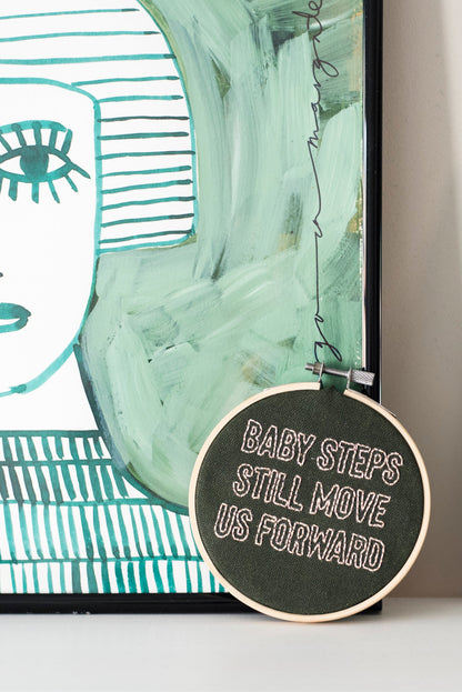 BABY STEPS STILL MOVE US FORWARD MINI EMBROIDERY HOOP KIT