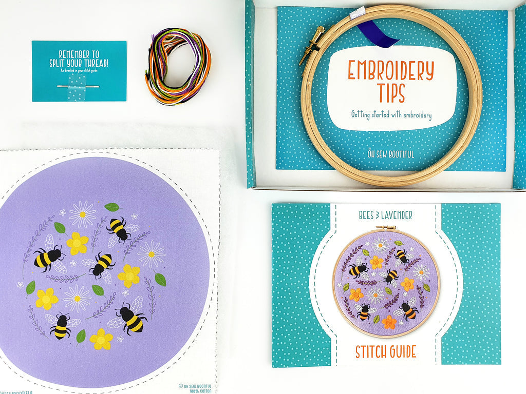 BEES AND LAVENDER EMBROIDERY KIT