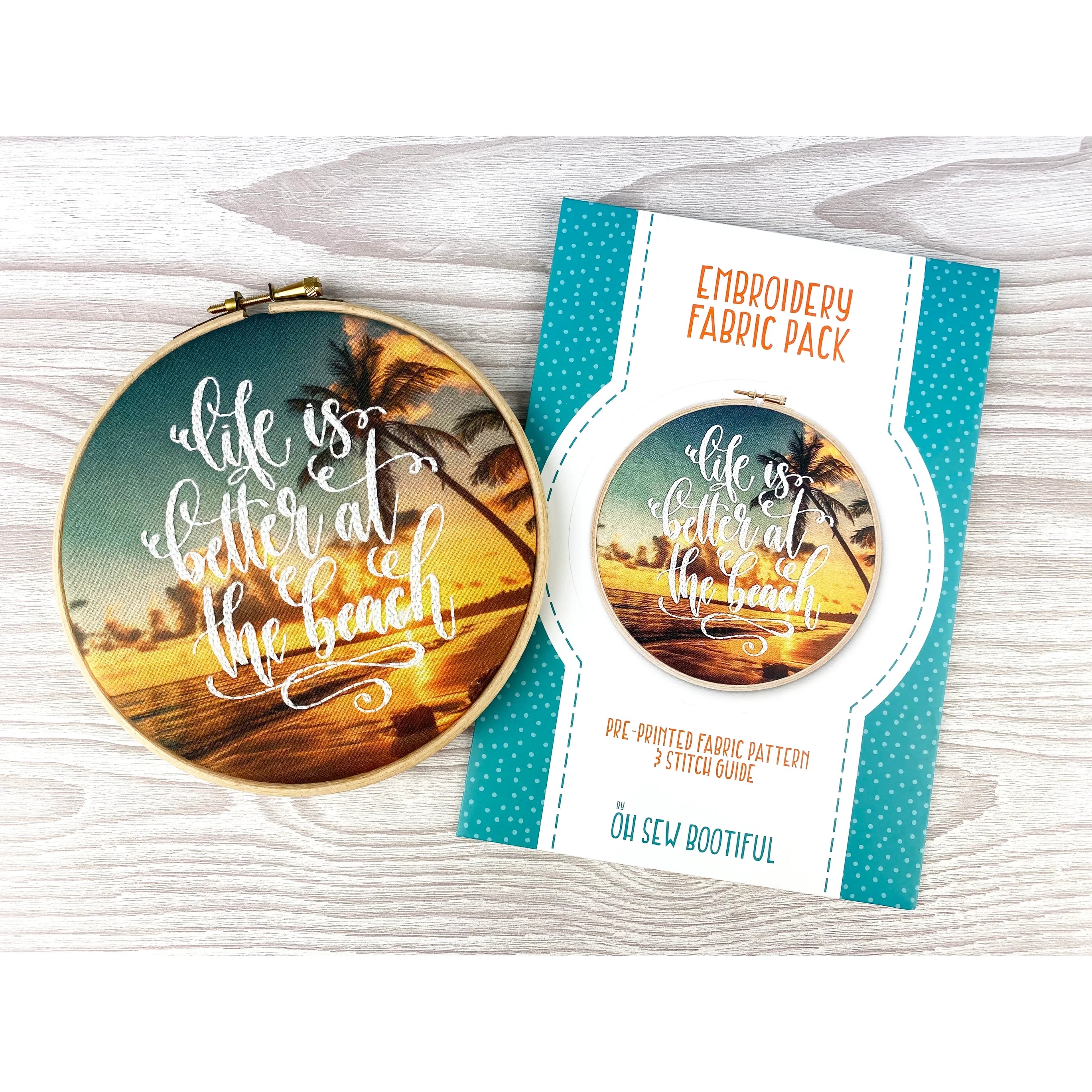 AT THE BEACH EMBROIDERY PATTERN FABRIC PACK