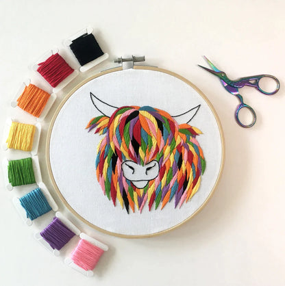 HIGHLAND COW EMBROIDERY KIT