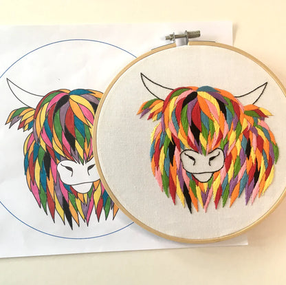 HIGHLAND COW EMBROIDERY KIT
